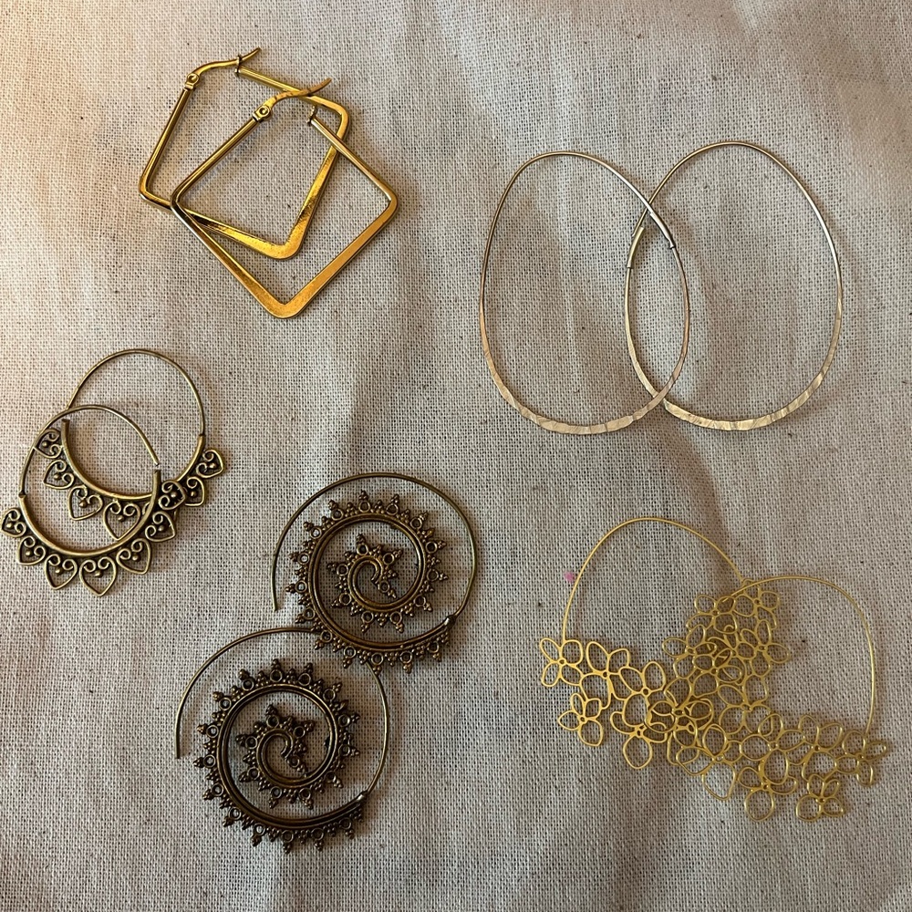 5 pair Assorted Hoop Earrings